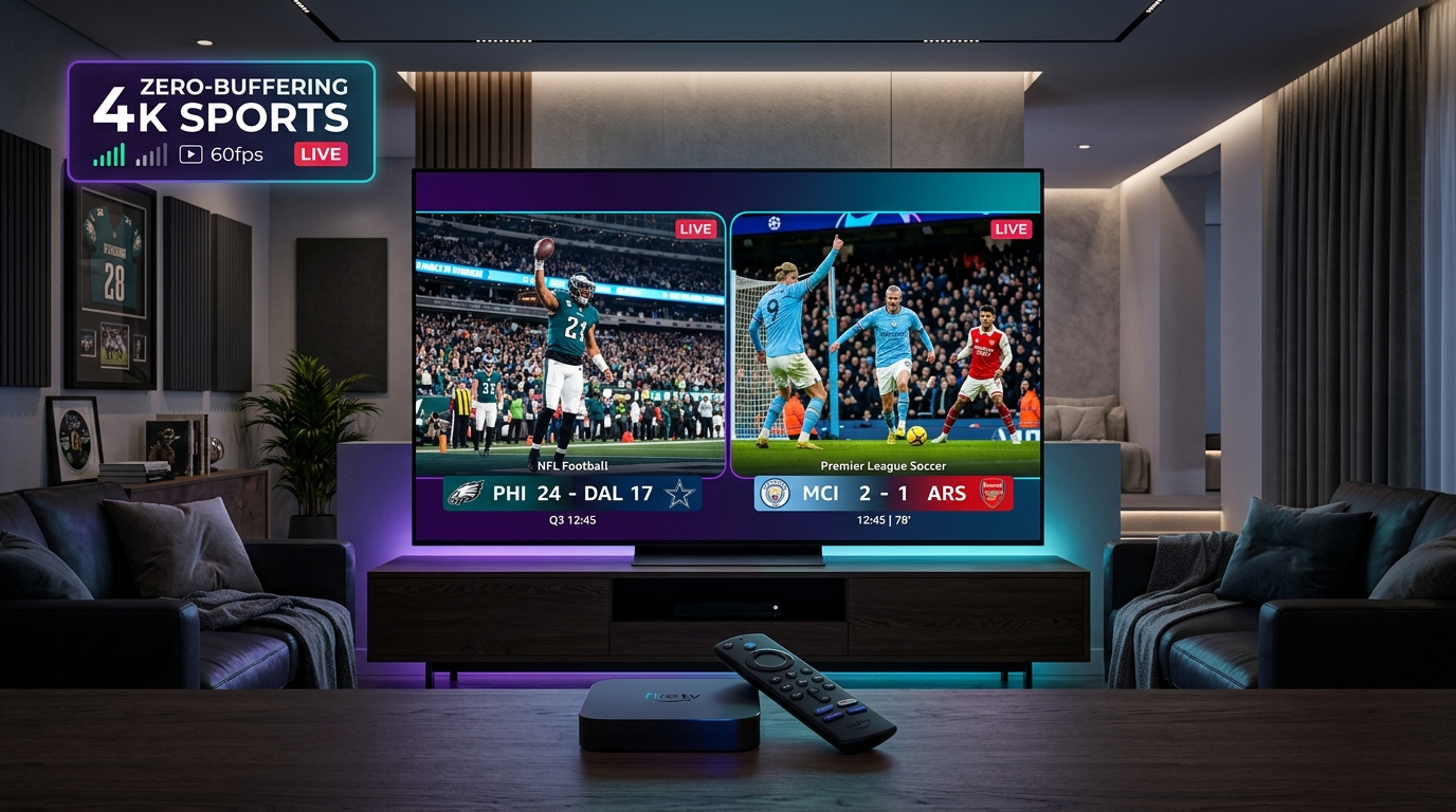 Best IPTV for Firestick 2026 live sports split-screen broadcast on 4K OLED TV