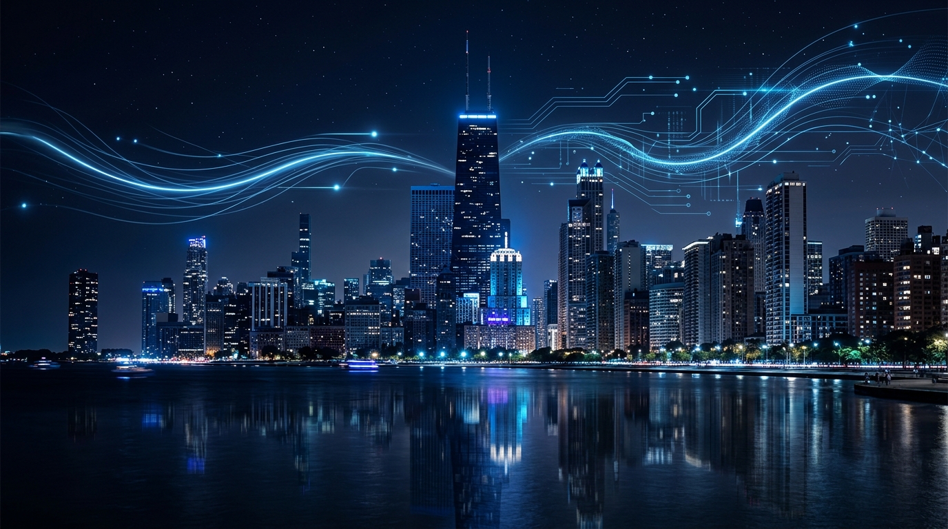 IPTV Chicago — Willis Tower Lake Michigan Night View
