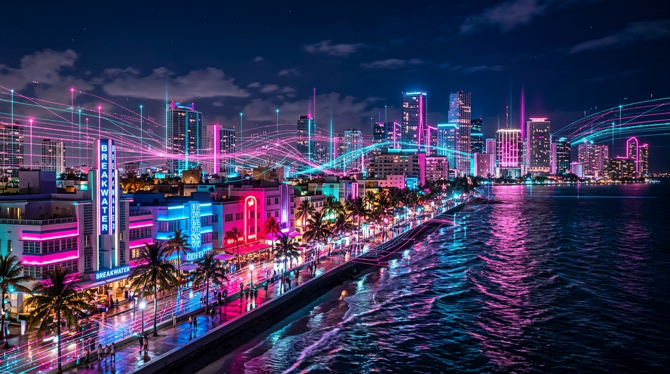 IPTV Miami — Tropical Neon South Beach Skyline View